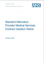 Standard Alternative Provider Medical Services Contract Variation Notice